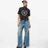 Jeans a vita bassa e gamba larga