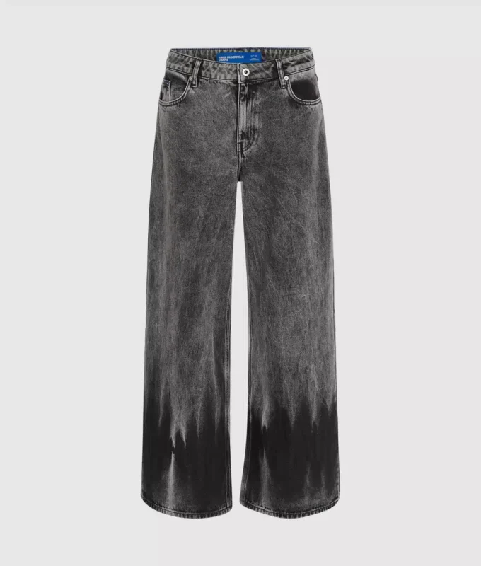 Jeans a vita bassa e gamba larga sbiancati Jeans a vita bassa e gamba larga sbiancati