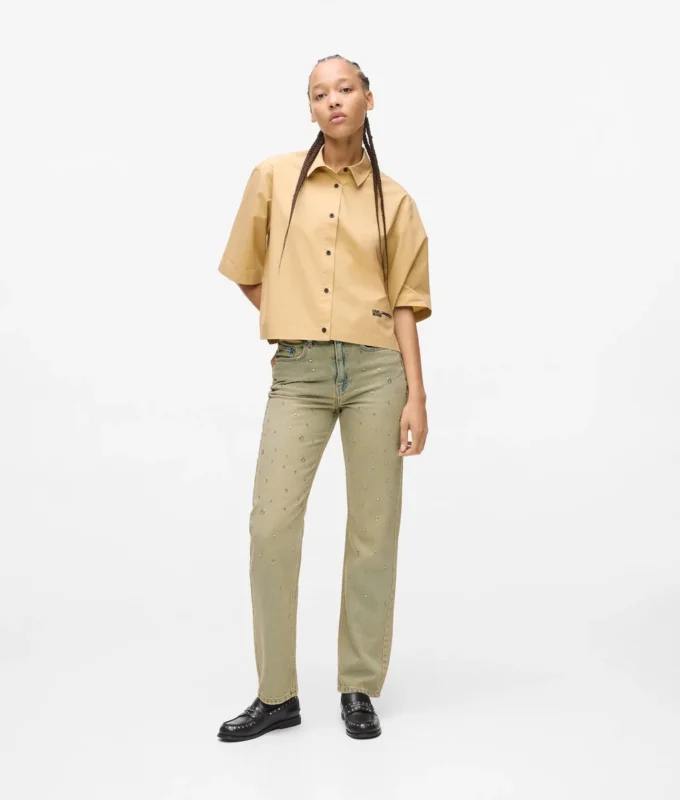 JEANS DIRITTI A VITA ALTA CON BORCHIE JEANS DIRITTI A VITA ALTA CON BORCHIE