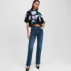 JEANS DIRITTI A VITA ALTA CON ORLO SPACCATO JEANS DIRITTI A VITA ALTA CON ORLO SPACCATO