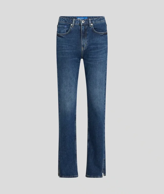 JEANS DIRITTI A VITA ALTA CON ORLO SPACCATO JEANS DIRITTI A VITA ALTA CON ORLO SPACCATO