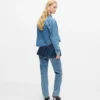 Jeans dritti a vita alta con sovrapposizione