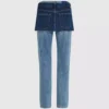 Jeans dritti a vita alta con sovrapposizione