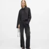 Jeans dritti a vita alta con spacchi sulle gambe
