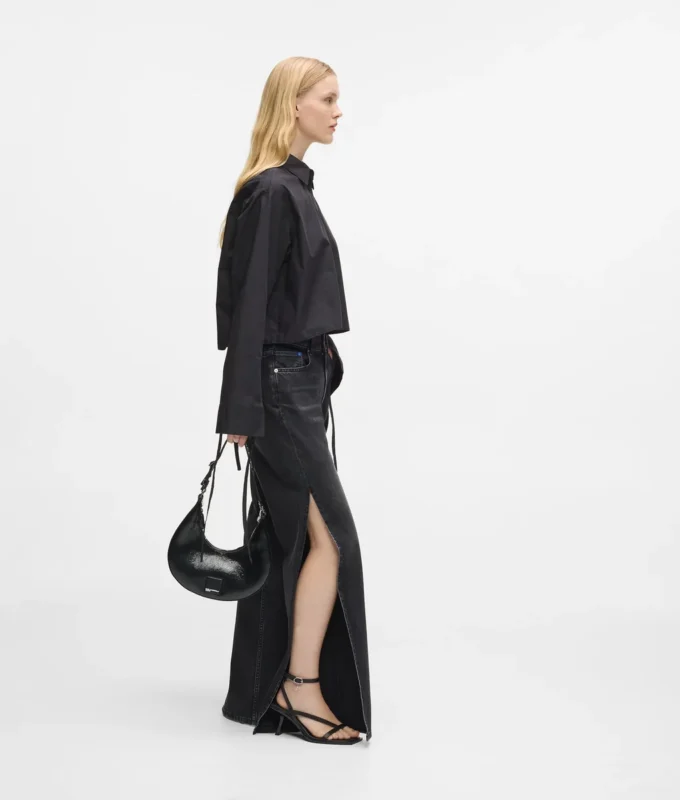 Jeans dritti a vita alta con spacchi sulle gambe
