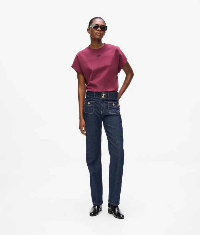 Jeans dritti con dettagli bottoni Jeans dritti con dettagli bottoni