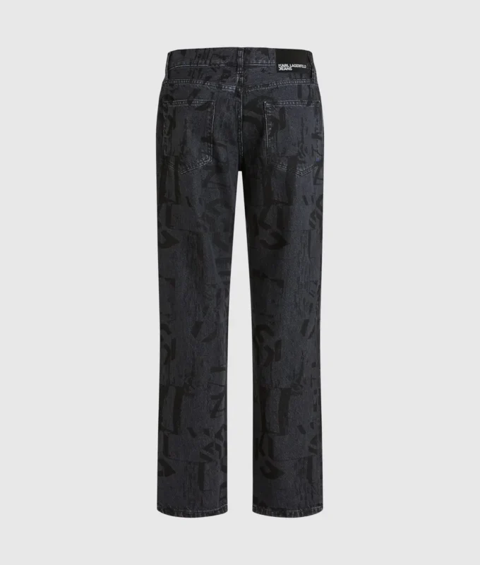 Jeans dritti con monogramma su tutta la superficie