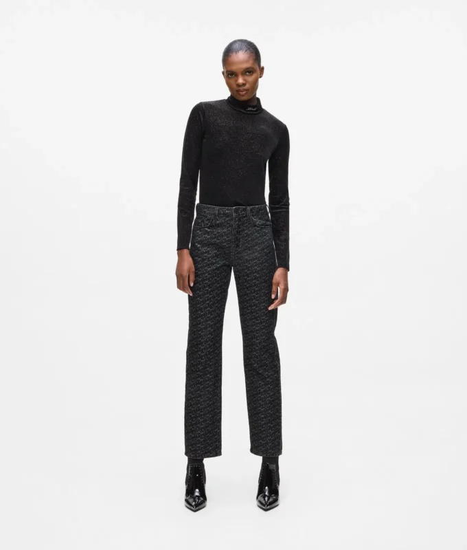 Jeans dritti con stampa all-over Jeans dritti con stampa all-over