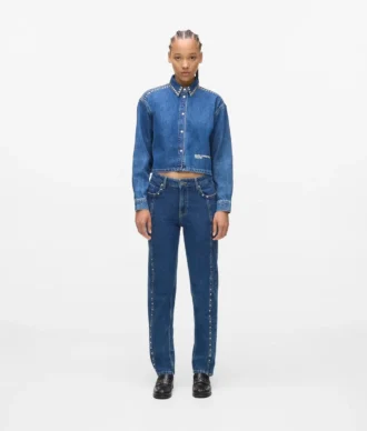 Jeans mom con borchie