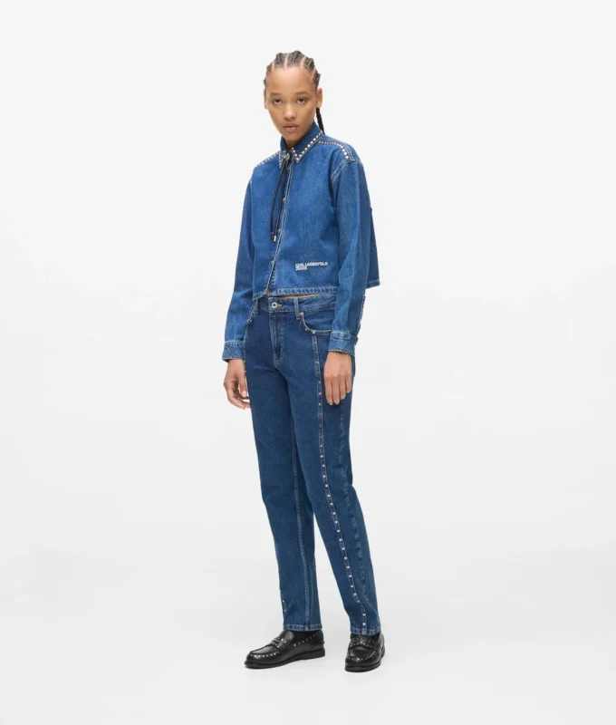 Jeans mom con borchie