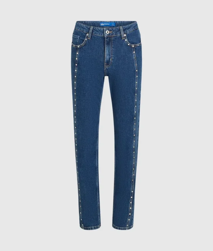 Jeans mom con borchie