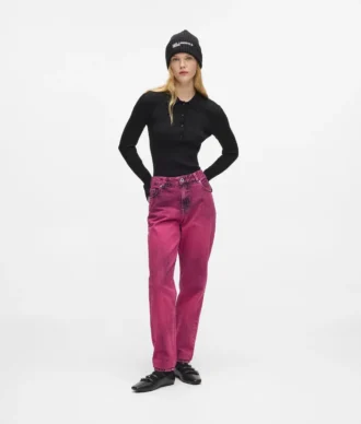 Jeans mom con effetto spray