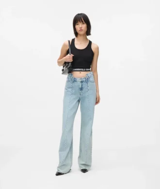 Jeans rilassati a vita media con cuciture Jeans rilassati a vita media con cuciture