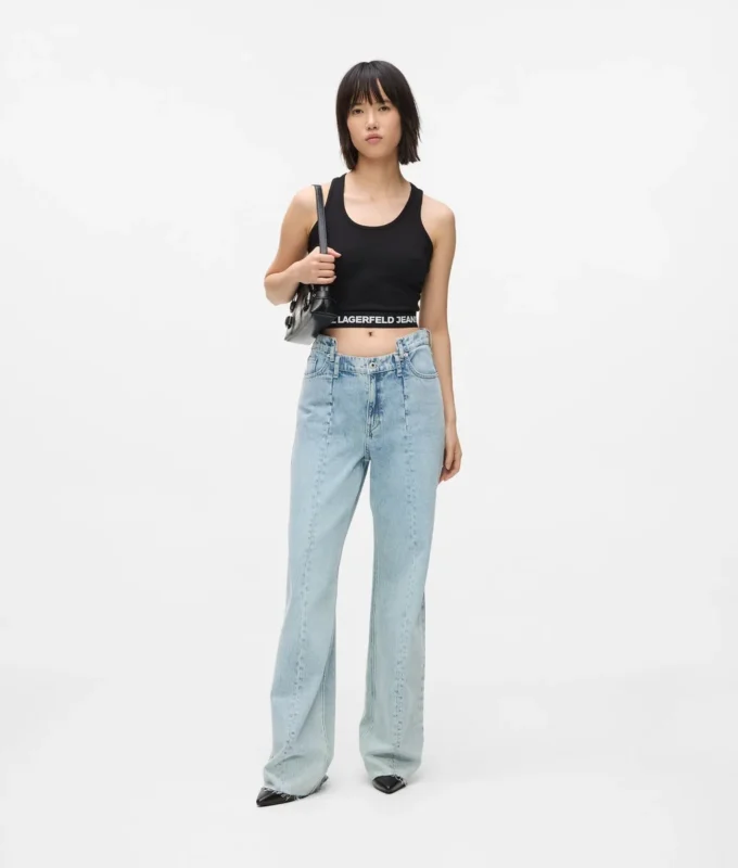 Jeans rilassati a vita media con cuciture Jeans rilassati a vita media con cuciture
