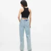 Jeans rilassati a vita media con cuciture Jeans rilassati a vita media con cuciture