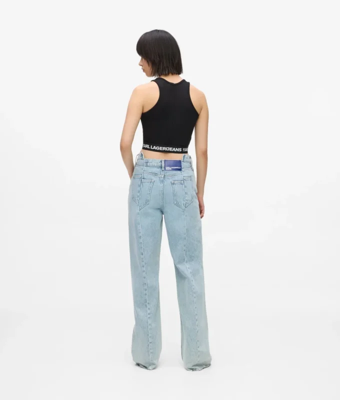 Jeans rilassati a vita media con cuciture Jeans rilassati a vita media con cuciture