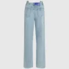 Jeans rilassati a vita media con cuciture Jeans rilassati a vita media con cuciture