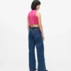 Jeans rilassati a vita media con effetto consumato Jeans rilassati a vita media con effetto consumato