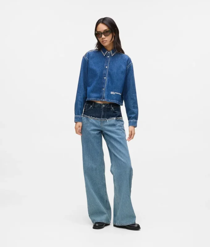 Jeans rilassati color block