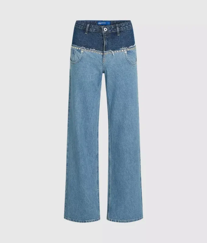 Jeans rilassati color block