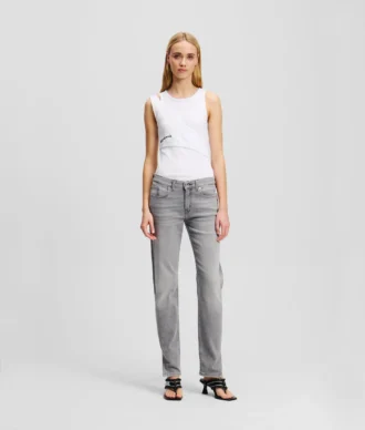 JEANS SLIM A VITA MEDIA CON ORLO SPACCATO