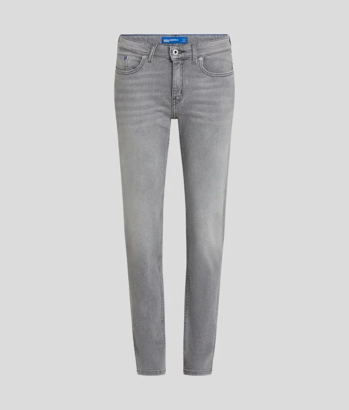 JEANS SLIM A VITA MEDIA CON ORLO SPACCATO JEANS SLIM A VITA MEDIA CON ORLO SPACCATO