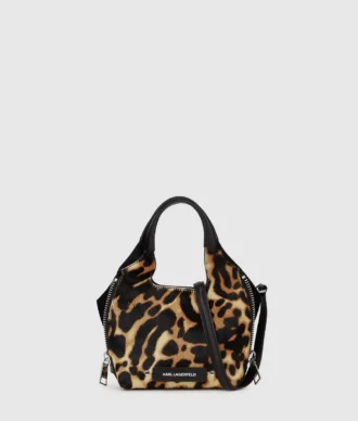 K/Mini borsa tote con dettagli metallici leopardati