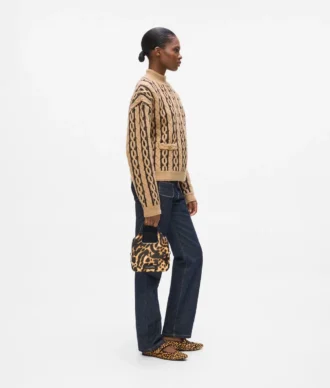 K/Mini borsa tote con dettagli metallici leopardati