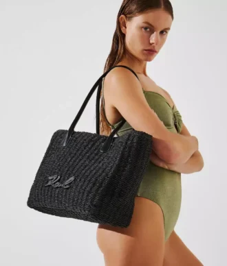 K/Signature piccola borsa da spiaggia intrecciata
