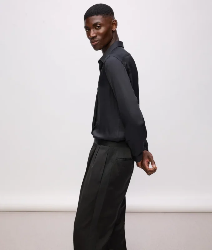 KL Studio pantaloni con dettagli in raso