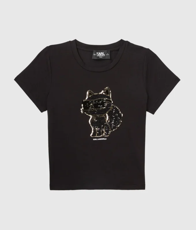 Maglietta con paillettes Ikon Choupette per bambina Maglietta con paillettes Ikon Choupette per bambina