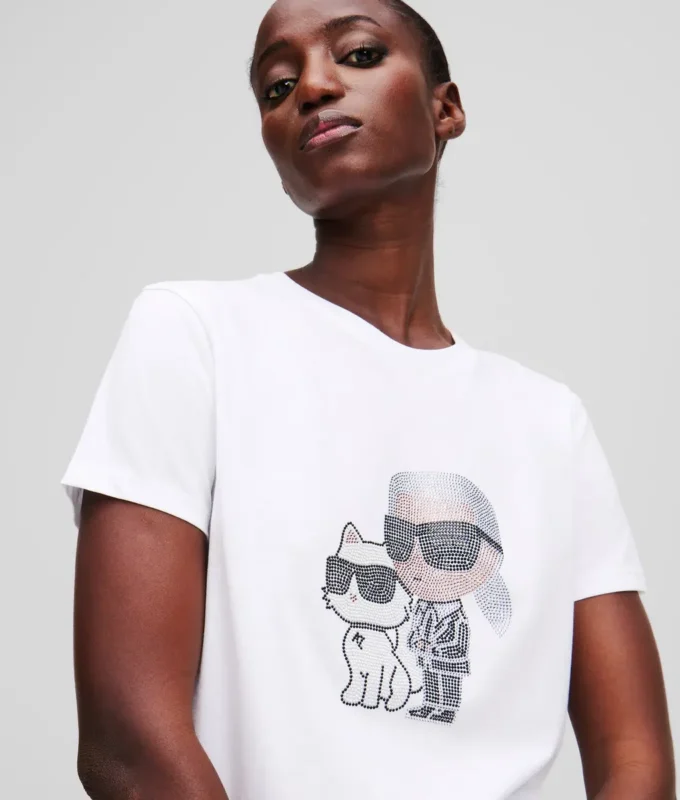 MAGLIETTA IKON KARL & CHOUPETTE CON STRASS MAGLIETTA IKON KARL & CHOUPETTE CON STRASS