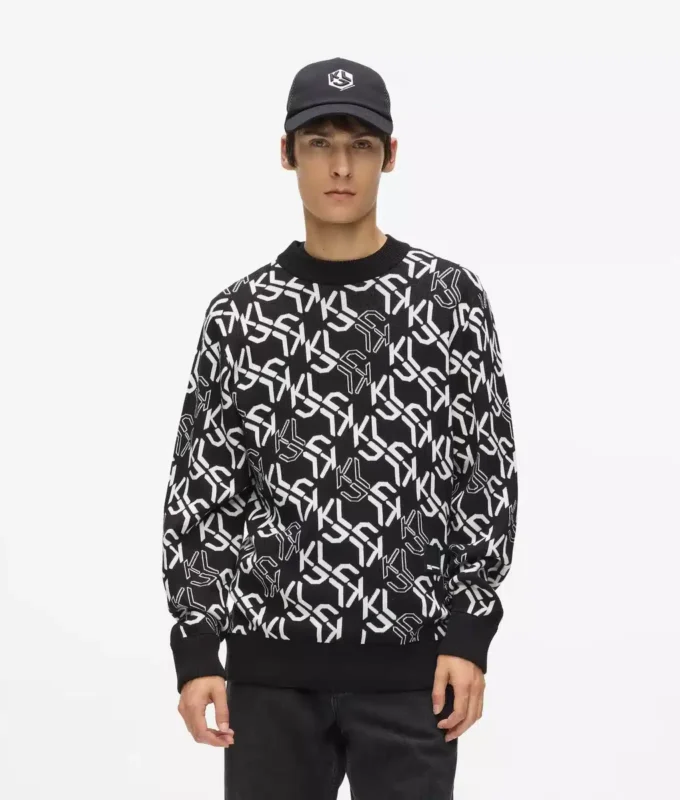 Maglione con monogramma all-over