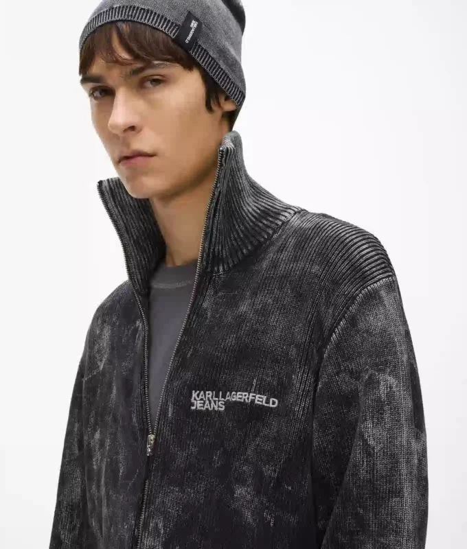 Maglione con zip lavato Maglione con zip lavato