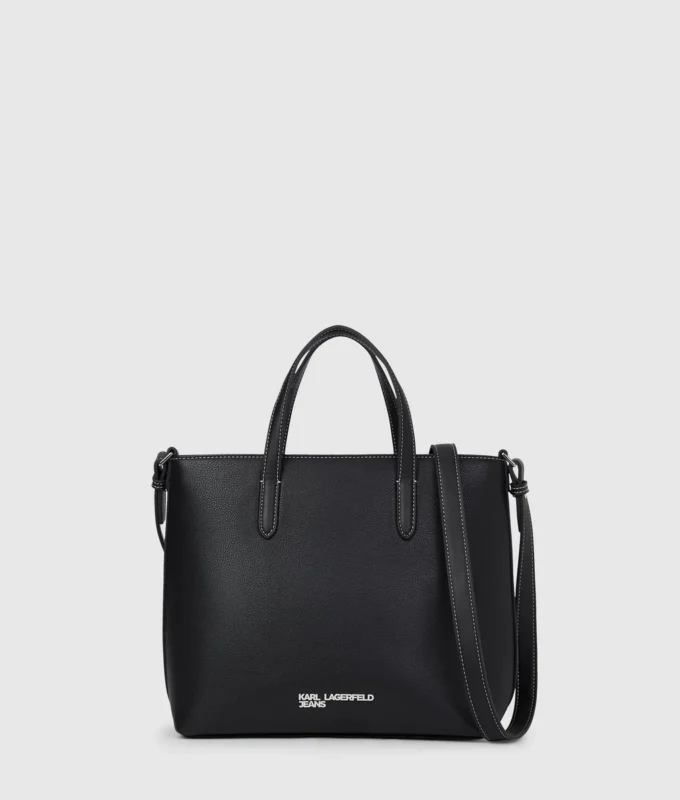 Mini borsa tote con logo in metallo