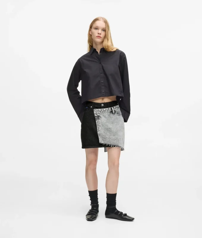 Minigonna in denim bicolore