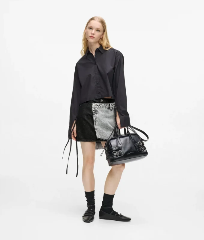 Minigonna in denim bicolore