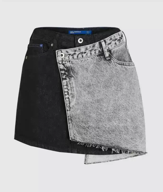 Minigonna in denim bicolore
