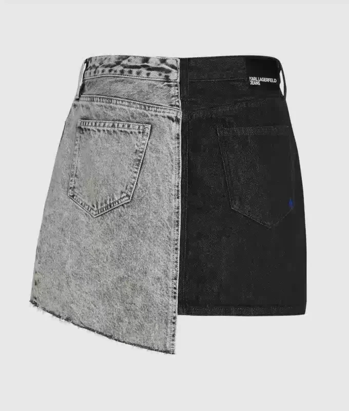Minigonna in denim bicolore