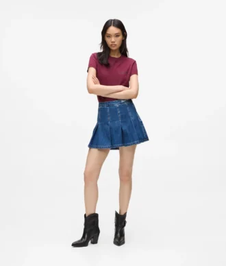 Minigonna in denim plissettato