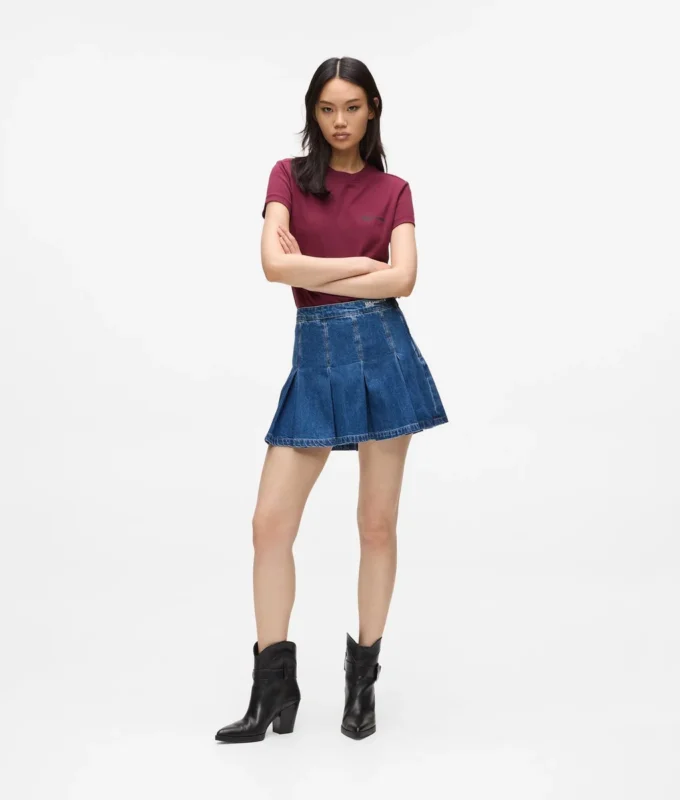 Minigonna in denim plissettato Minigonna in denim plissettato