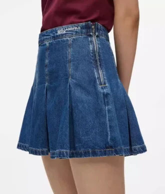 Minigonna in denim plissettato