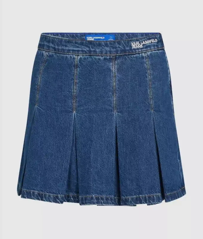 Minigonna in denim plissettato Minigonna in denim plissettato