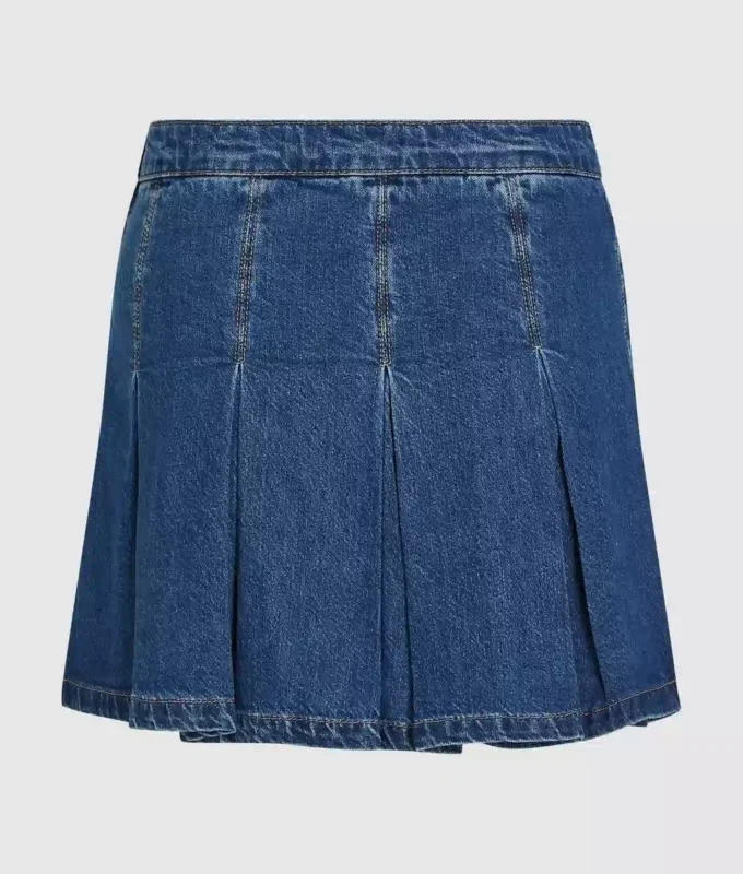 Minigonna in denim plissettato Minigonna in denim plissettato