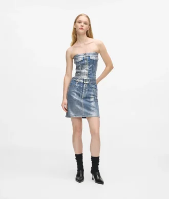 Minigonna in denim rivestito