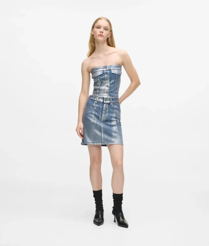 Minigonna in denim rivestito Minigonna in denim rivestito