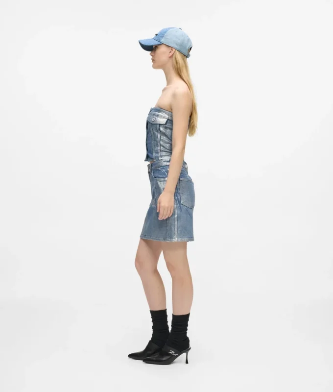 Minigonna in denim rivestito Minigonna in denim rivestito
