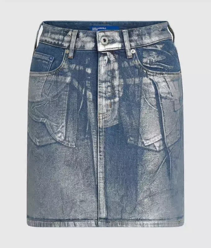 Minigonna in denim rivestito Minigonna in denim rivestito