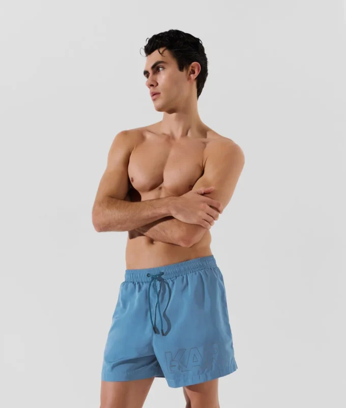 MORBIDI SHORTS DA BAGNO CON LOGO METALLICO