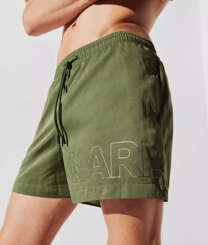 MORBIDI SHORTS DA BAGNO CON LOGO METALLICO